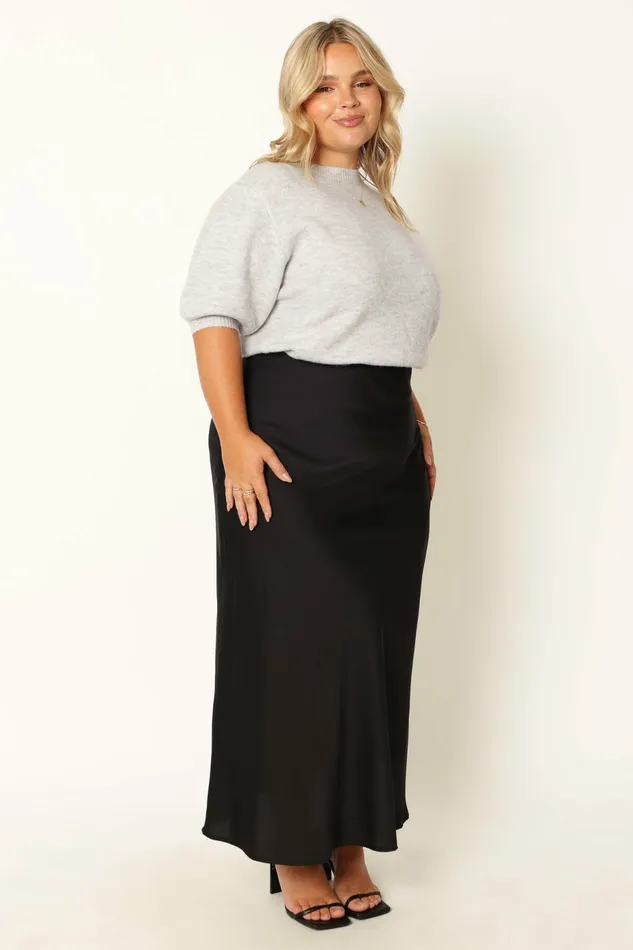 Skirts Nellie Satin Midi Skirt Black 8211 Petal and Pup Women