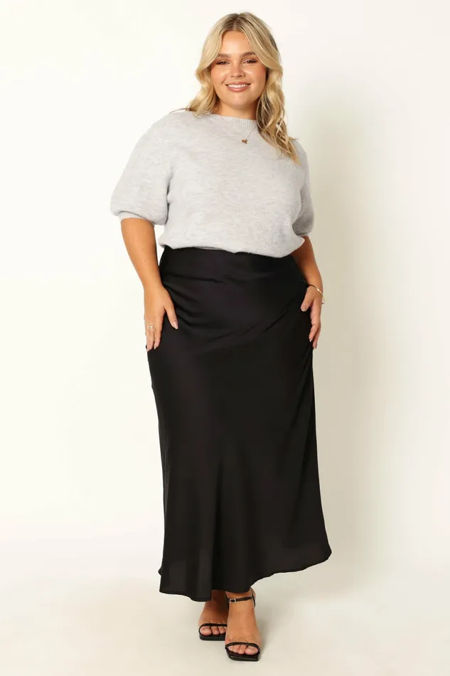 Skirts Nellie Satin Midi Skirt Black 8211 Petal and Pup Women