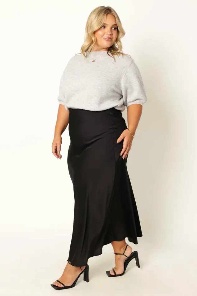 Skirts Nellie Satin Midi Skirt Black 8211 Petal and Pup Women