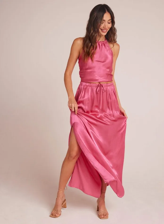 Skirts Women Bella Dahl Pleat Front Maxi Skirt 8211 Tidal Pink