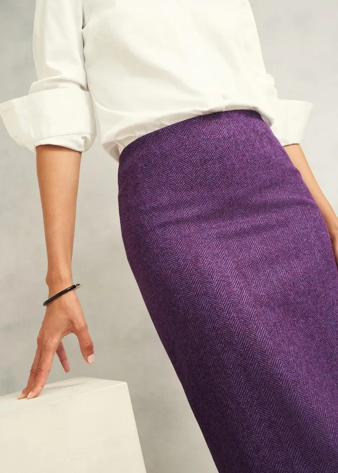 Skirts Women HOBBS Daphne Wool Skirt Purple Multi
