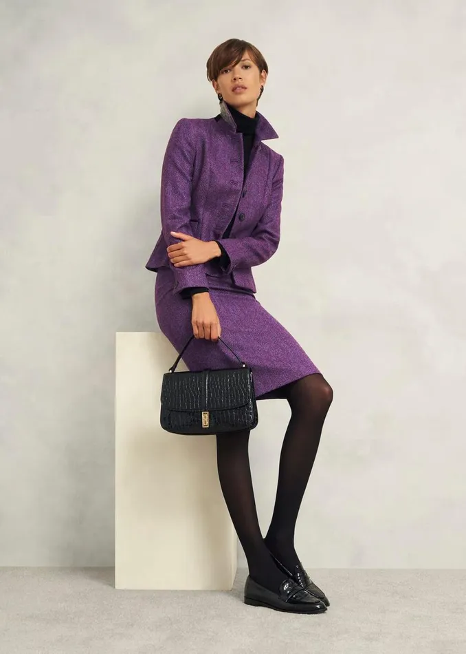 Skirts Women HOBBS Daphne Wool Skirt Purple Multi