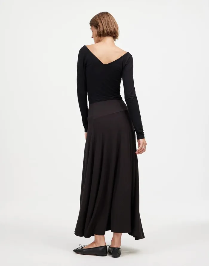 Skirts Women Madewell Jersey AsymmetricSeam Midi Skirt Jet Black