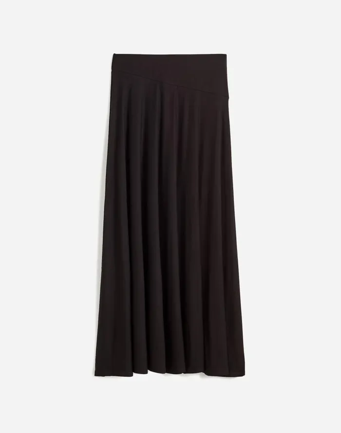 Skirts Women Madewell Jersey AsymmetricSeam Midi Skirt Jet Black