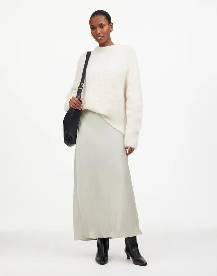 Skirts Women Madewell Satin Maxi Slip Skirt Steel
