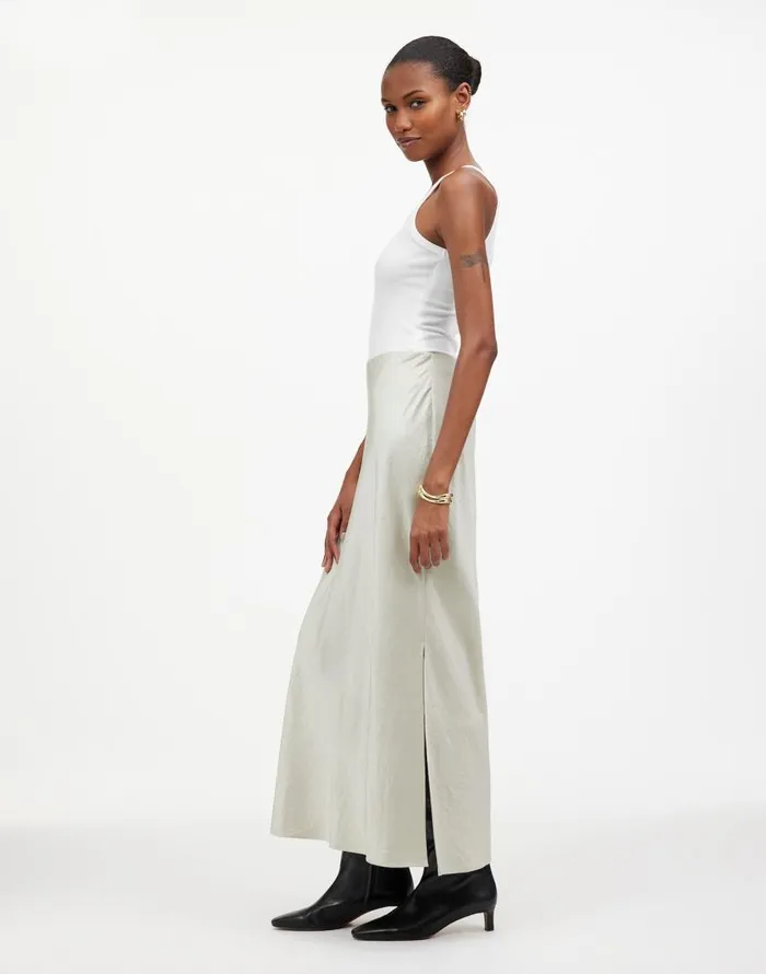 Skirts Women Madewell Satin Maxi Slip Skirt Steel