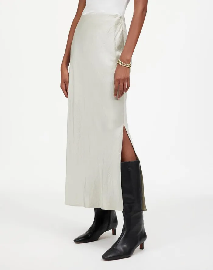 Skirts Women Madewell Satin Maxi Slip Skirt Steel