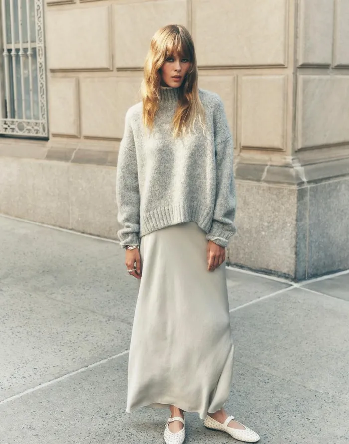 Skirts Women Madewell Satin Maxi Slip Skirt Steel