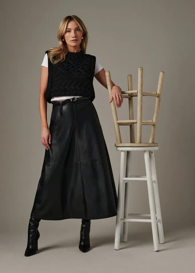Skirts Women THE TAVI VEGAN LEATHER SKIRT Black Joe8217s Jeans