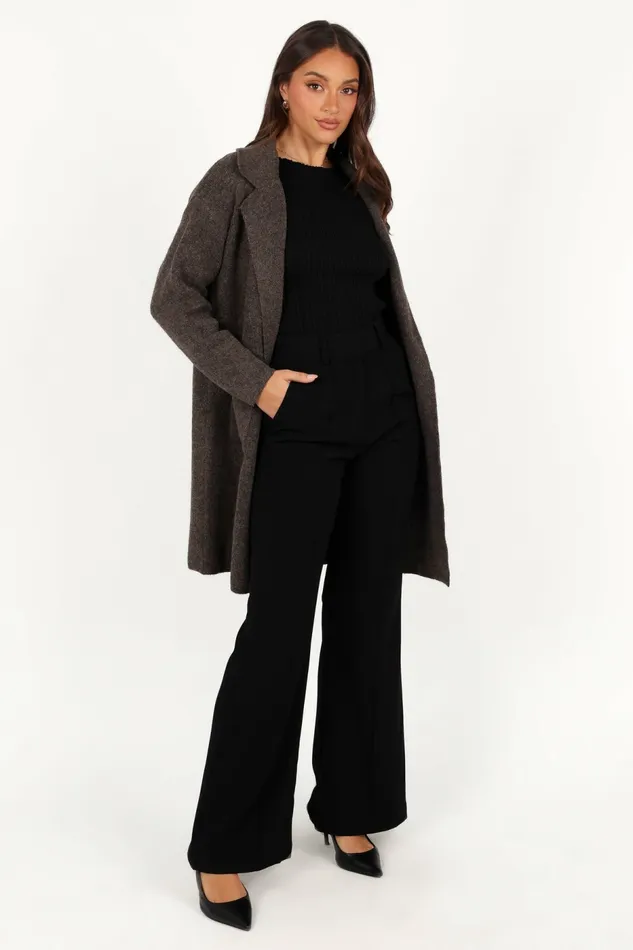 Skylar Open Front Coatigan Brown Women Jackets and Coats Petal and Pup