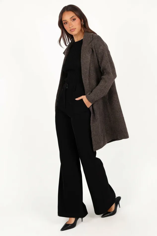 Skylar Open Front Coatigan Brown Women Jackets and Coats Petal and Pup