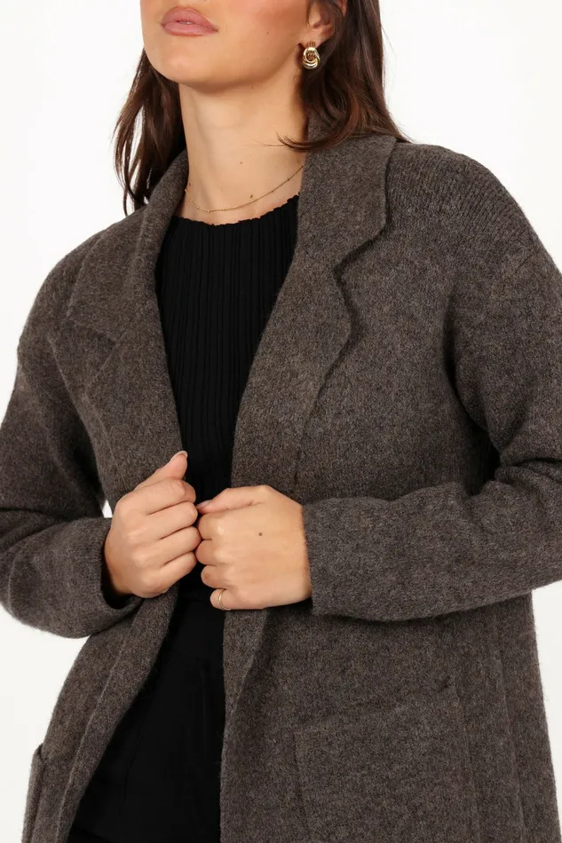 Skylar Open Front Coatigan Brown Women Jackets and Coats Petal and Pup