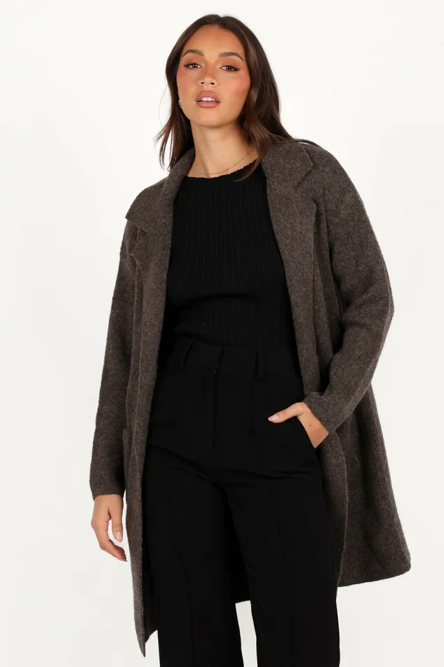 Skylar Open Front Coatigan Brown Women Jackets and Coats Petal and Pup