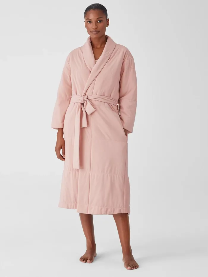 Sleepwear Women Eileen Fisher Organic Cotton Cozy Interlock Quilted Robe Powder