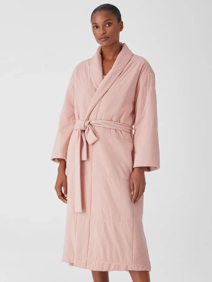 Sleepwear Women Eileen Fisher Organic Cotton Cozy Interlock Quilted Robe Powder