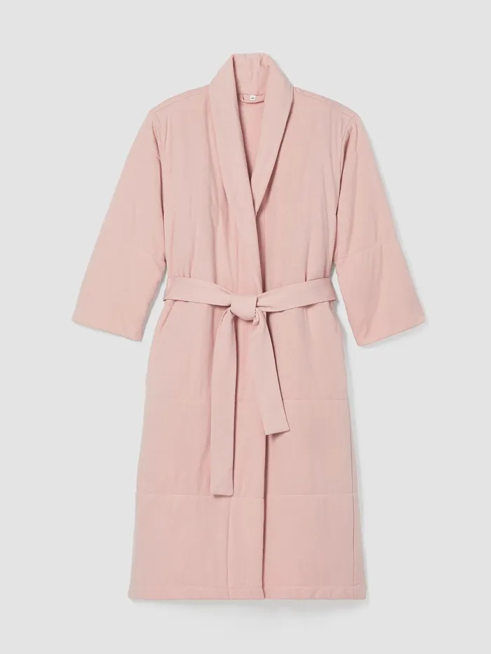 Sleepwear Women Eileen Fisher Organic Cotton Cozy Interlock Quilted Robe Powder