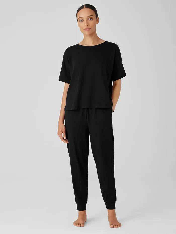 Sleepwear Women Eileen Fisher Organic Cotton Interlock Jogger Sleep Pant Black Sleepwear Women Eileen Fisher Organic Cotton Interlock Jogger Sleep Pant Black