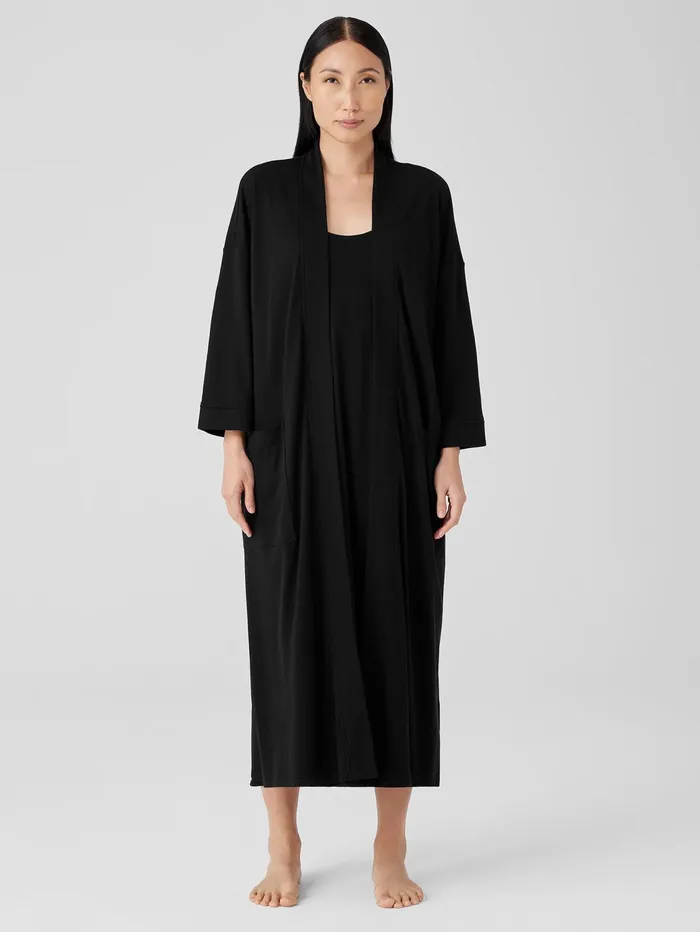 Sleepwear Women Eileen Fisher Organic Cotton Interlock Sleep Robe Black