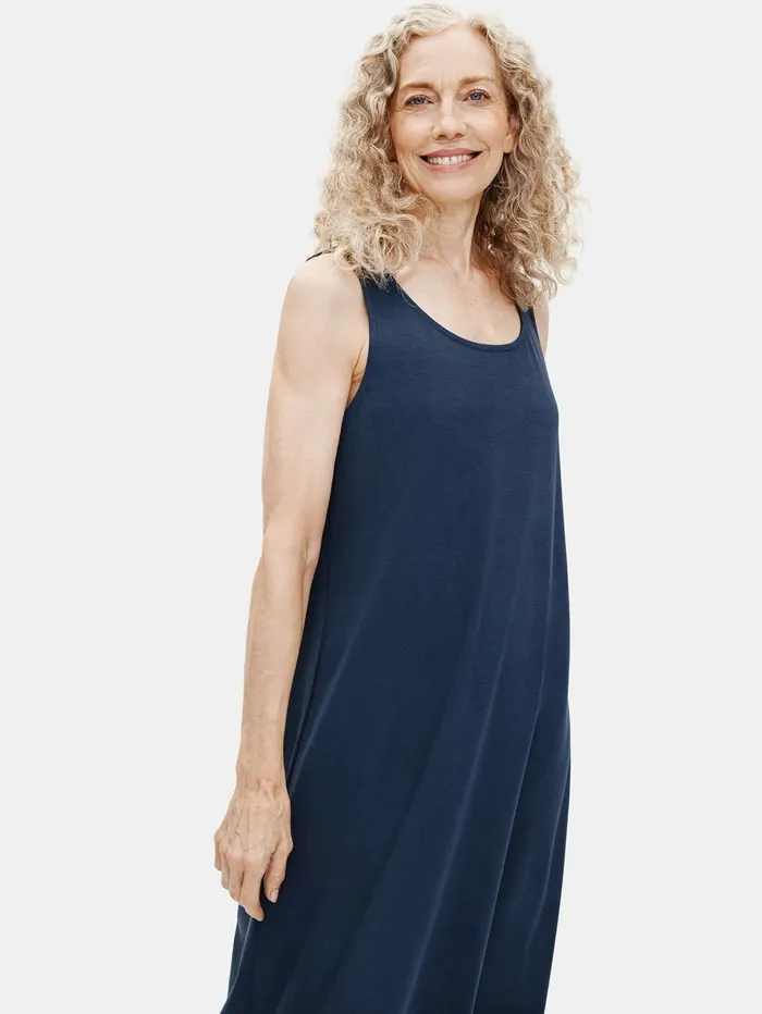 Sleepwear Women Eileen Fisher Organic Cotton Interlock Tank Sleep Dress Indigo