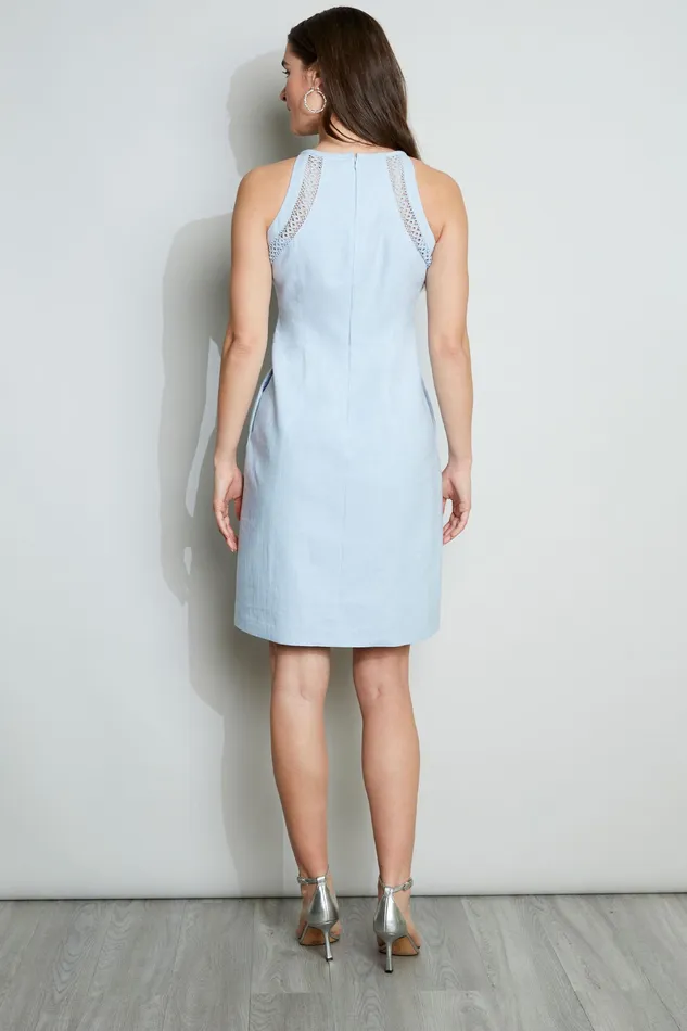 Sleeveless Dresses Women Elie Tahari Linen Lace Detail Dress WAVE MELANGE