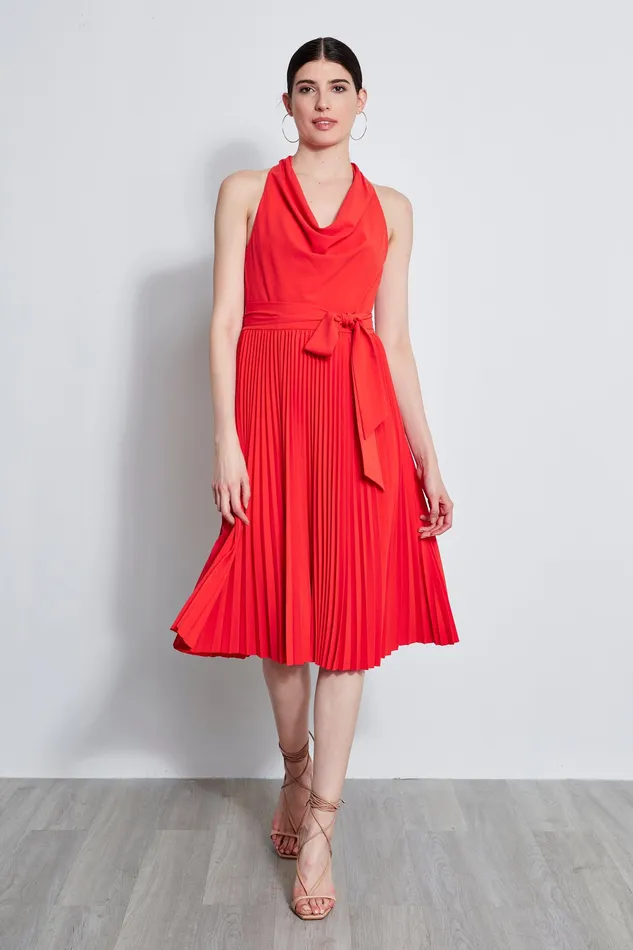 Sleeveless Dresses Women Elie Tahari Pleated Cowl Midi Dress AGAVE
