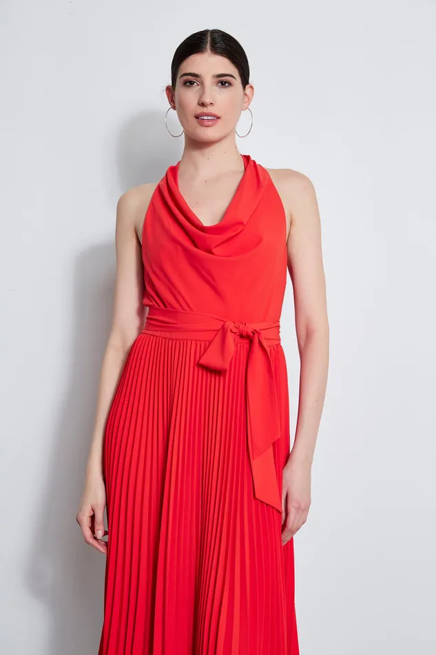 Sleeveless Dresses Women Elie Tahari Pleated Cowl Midi Dress AGAVE