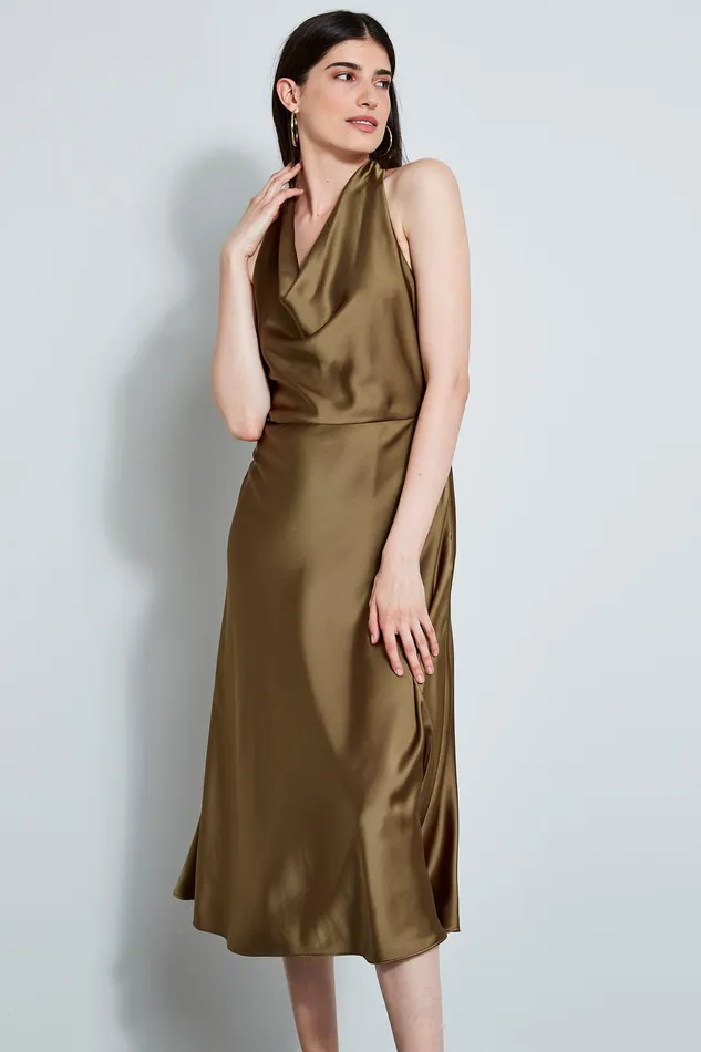 Sleeveless Dresses Women Elie Tahari Satin Halter Dress MOSS
