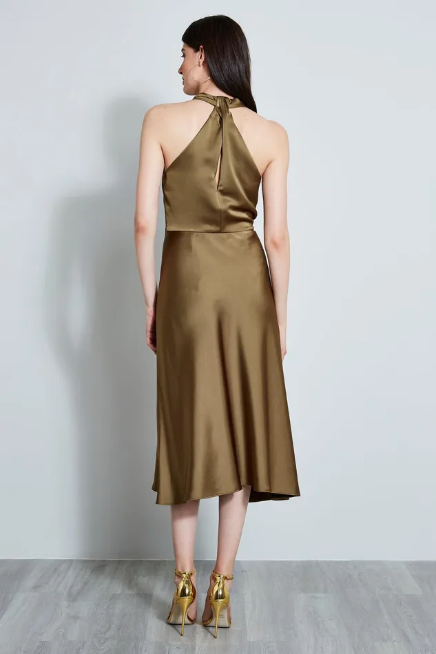 Sleeveless Dresses Women Elie Tahari Satin Halter Dress MOSS