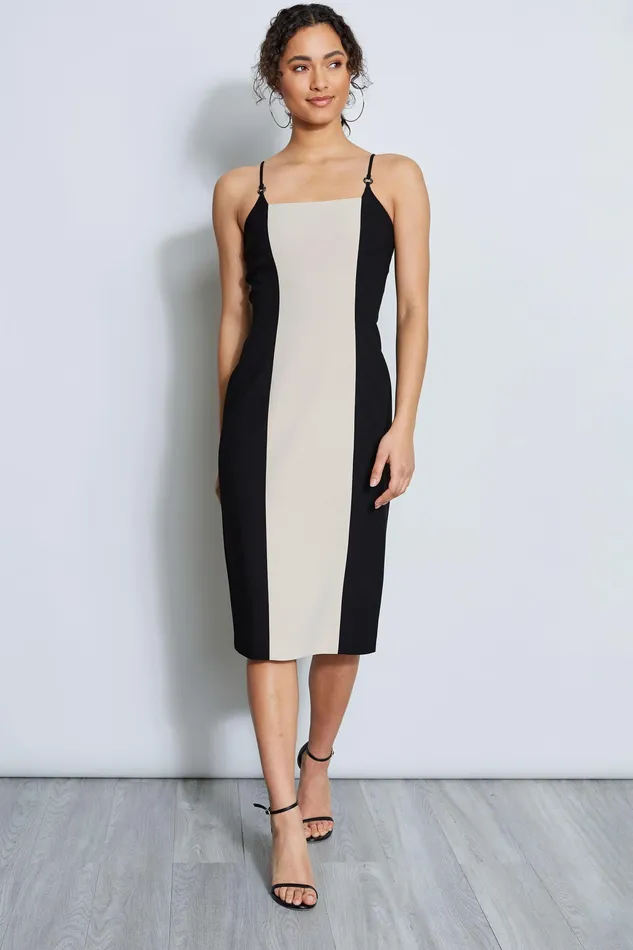 Sleeveless Dresses Women Elie Tahari Two Tone Slim Dress BLACK