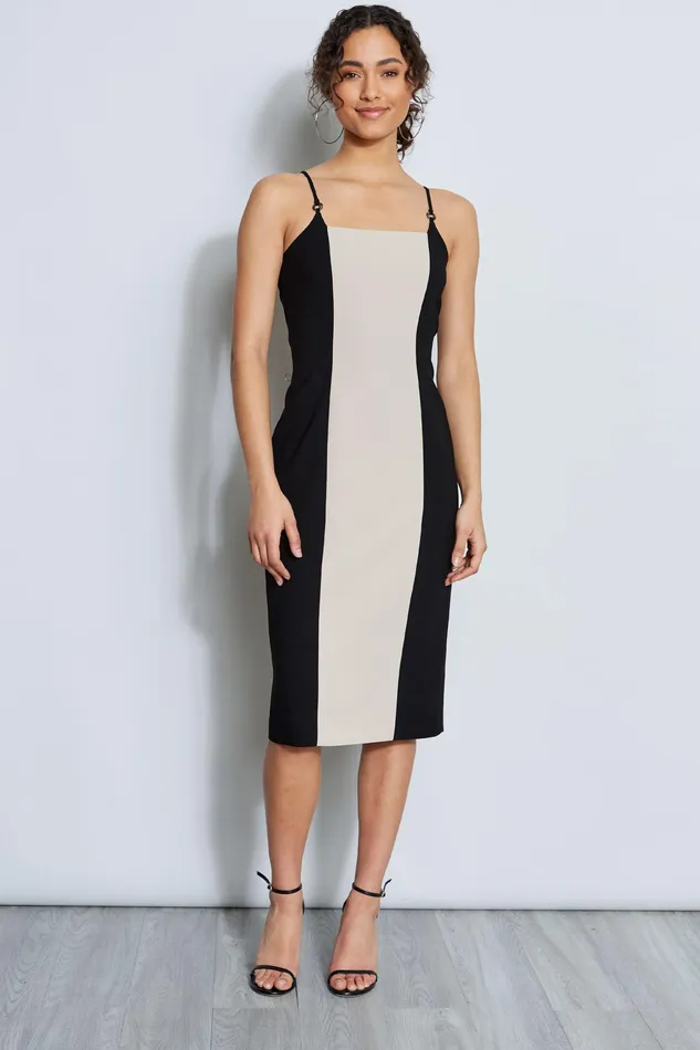 Sleeveless Dresses Women Elie Tahari Two Tone Slim Dress BLACK