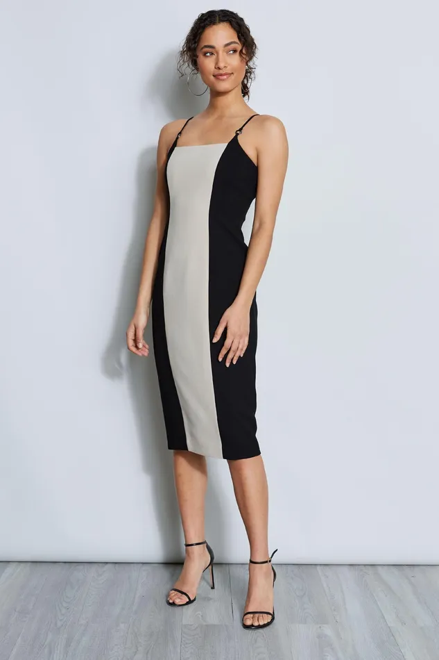Sleeveless Dresses Women Elie Tahari Two Tone Slim Dress BLACK