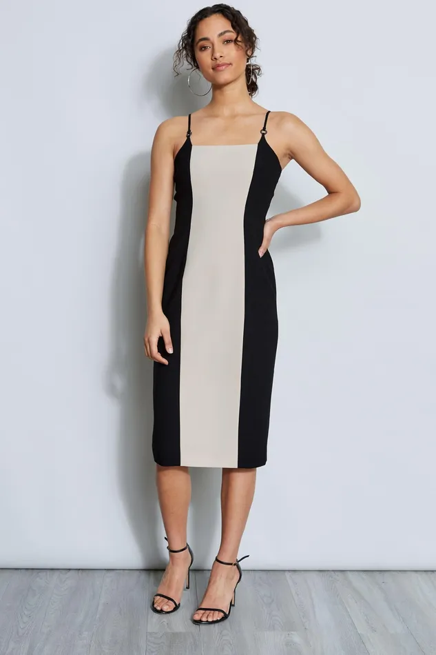 Sleeveless Dresses Women Elie Tahari Two Tone Slim Dress BLACK