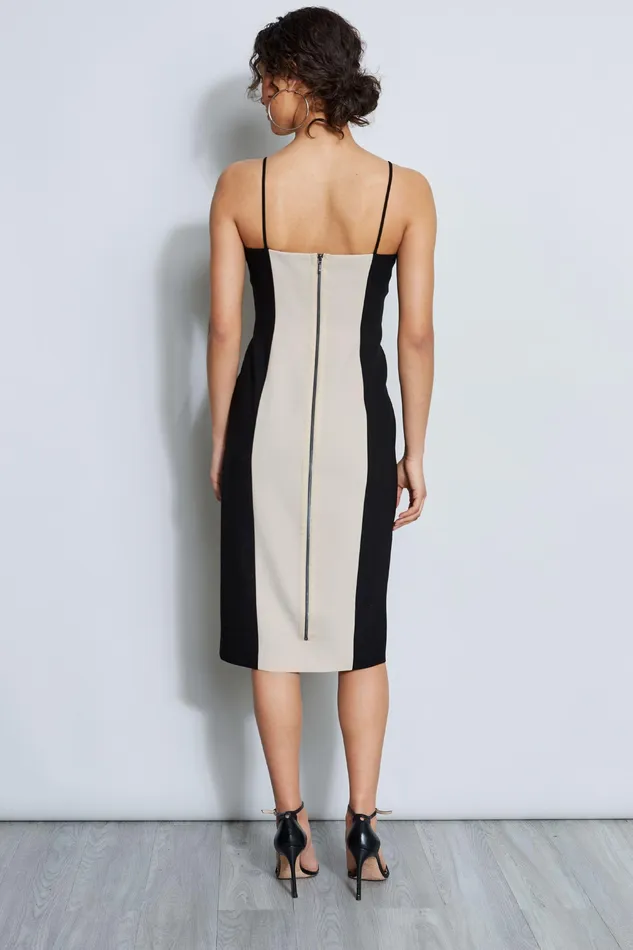 Sleeveless Dresses Women Elie Tahari Two Tone Slim Dress BLACK