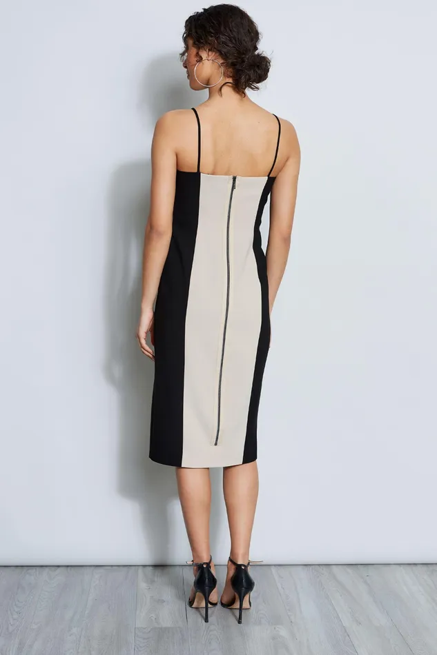 Sleeveless Dresses Women Elie Tahari Two Tone Slim Dress BLACK