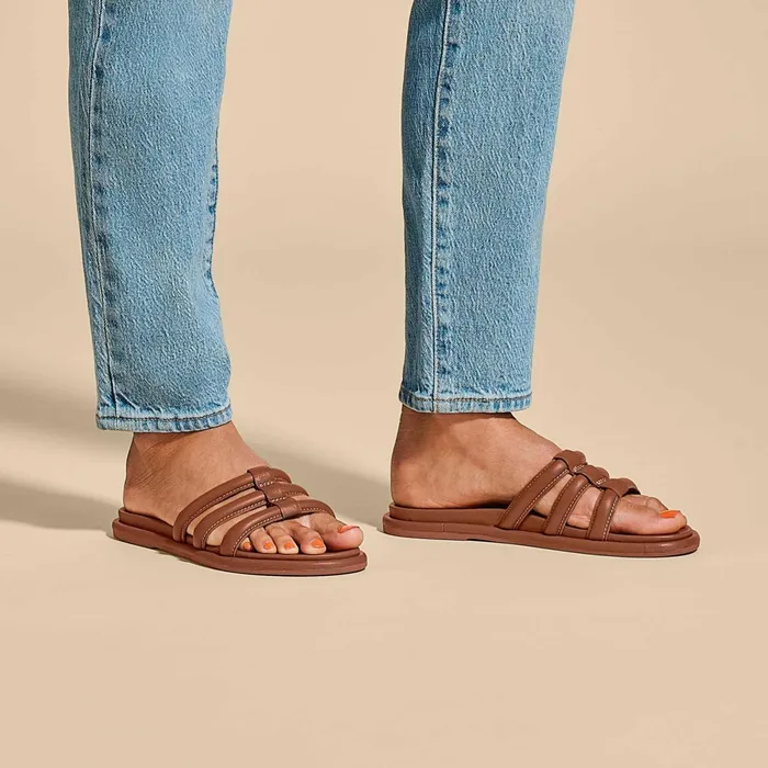 Slides Women Olukai Tiare Slide Leather Slide Sandals 8211 Fox