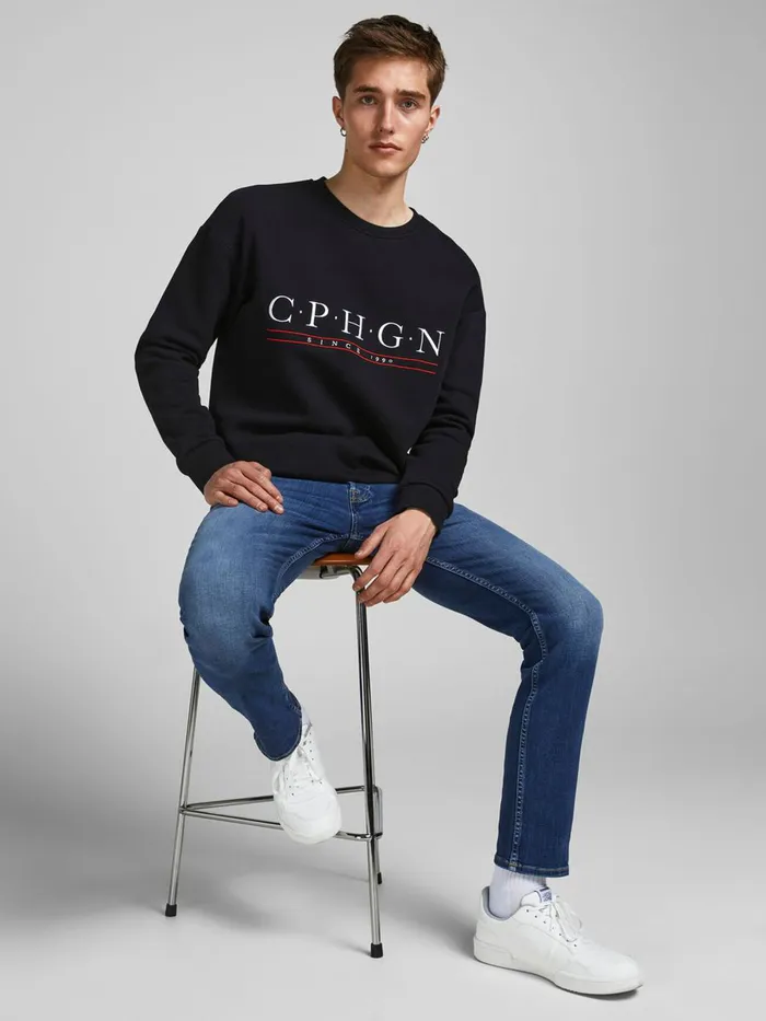 Slim and Straight Jeans JACK and JONES Mens TIM ORIGINAL CJ 809 SLIMSTRAIGHT FIT JEANS Blue Blue Denim