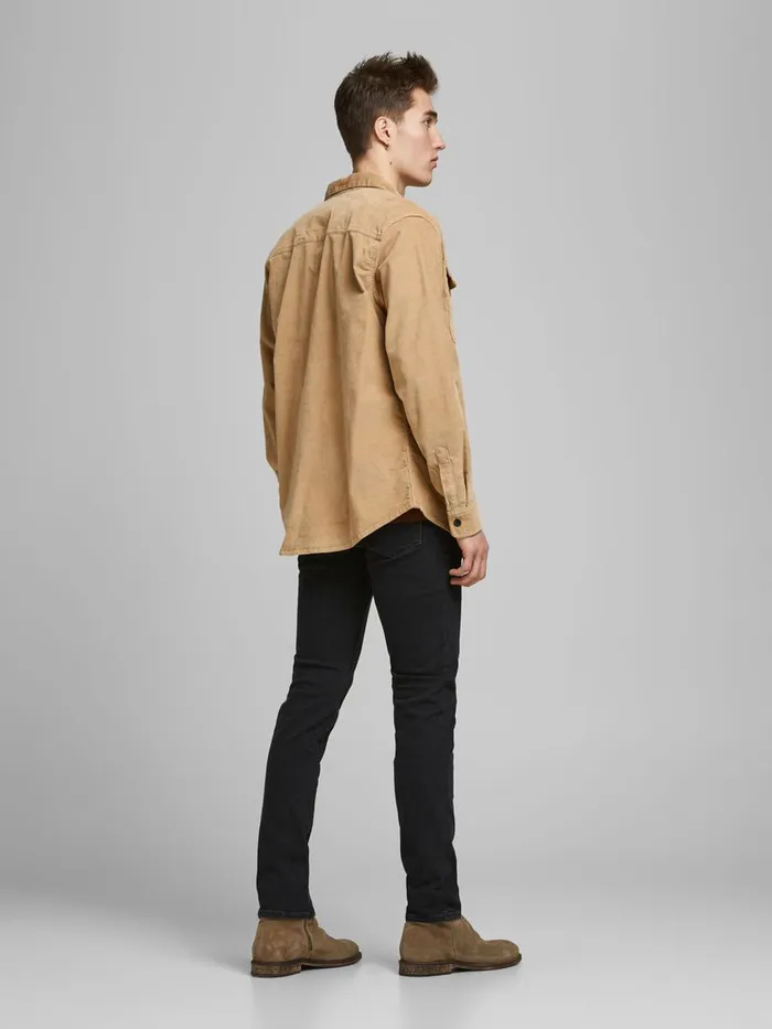 Slim and Straight Jeans JACK and JONES Mens TIM VINTAGE AM 066 LID SLIMSTRAIGHT FIT JEANS Black Black Denim