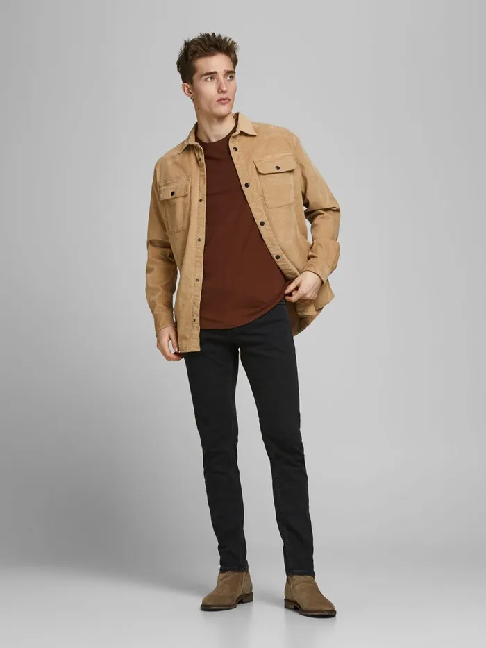 Slim and Straight Jeans JACK and JONES Mens TIM VINTAGE AM 066 LID SLIMSTRAIGHT FIT JEANS Black Black Denim
