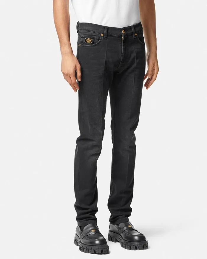 SlimFit Jeans Black Men Versace Pants and Shorts