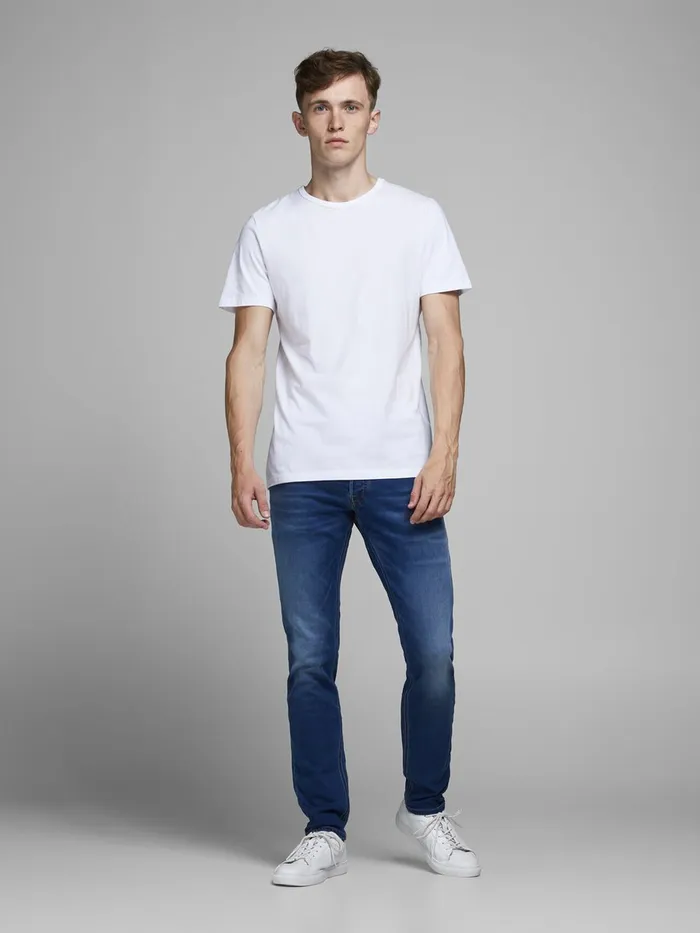 Slim Jeans JACK and JONES Mens GLENN ORIGINAL GE 006 INDIGO KNIT SLIM FIT JEANS Blue Blue Denim