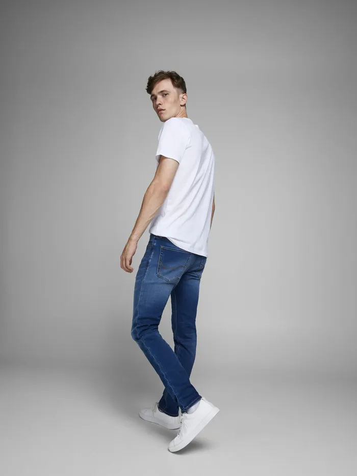 Slim Jeans JACK and JONES Mens GLENN ORIGINAL GE 006 INDIGO KNIT SLIM FIT JEANS Blue Blue Denim
