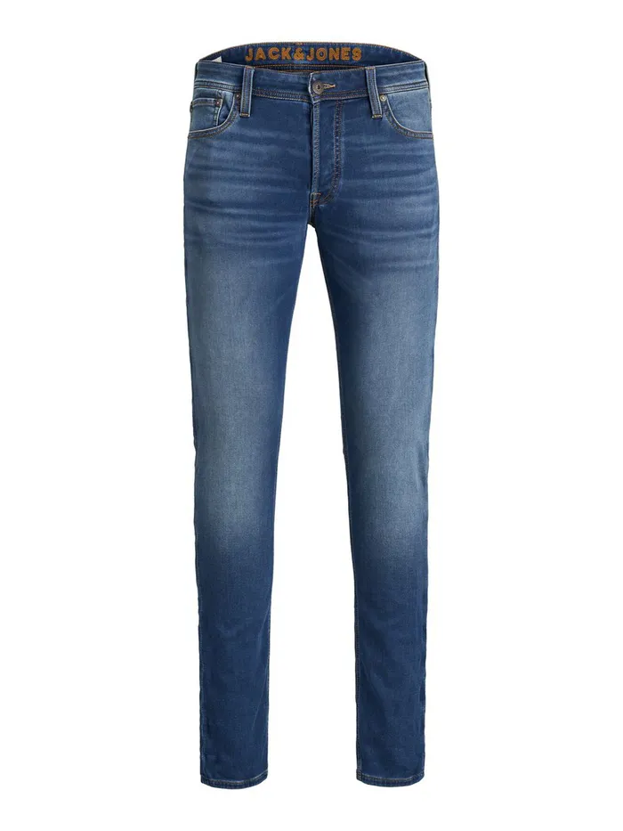 Slim Jeans JACK and JONES Mens GLENN ORIGINAL GE 006 INDIGO KNIT SLIM FIT JEANS Blue Blue Denim