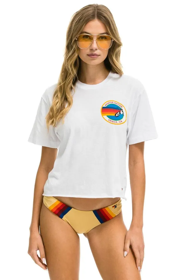Small Logo Boyfriend Tee 8211 White Women Aviator Nation Tees