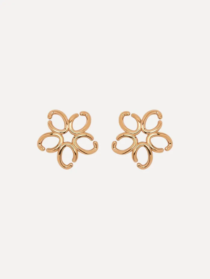 Small O Flower Earrings Gold Women Oscar De La Renta Earrings