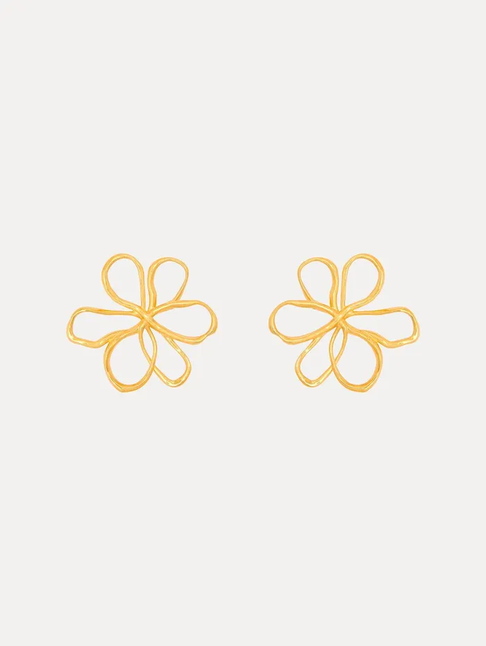 Small Threaded Flower Earrings Gold Women Oscar De La Renta Earrings