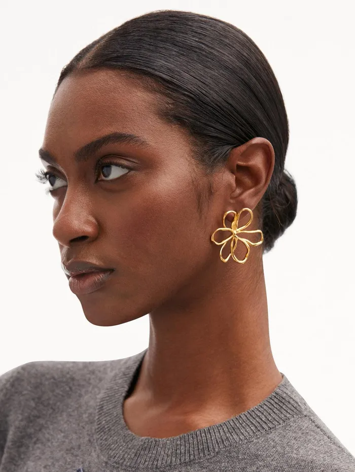 Small Threaded Flower Earrings Gold Women Oscar De La Renta Earrings Small Threaded Flower Earrings Gold Women Oscar De La Renta Earrings