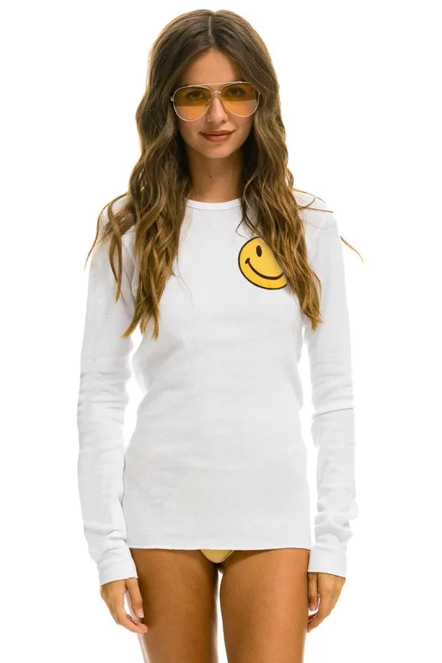 Smiley 2 Thermal 8211 White Women Aviator Nation Tees