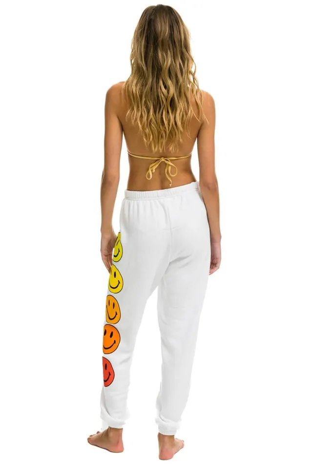 Smiley Sunset Sweatpants 8211 White Women Aviator Nation Sweatpants
