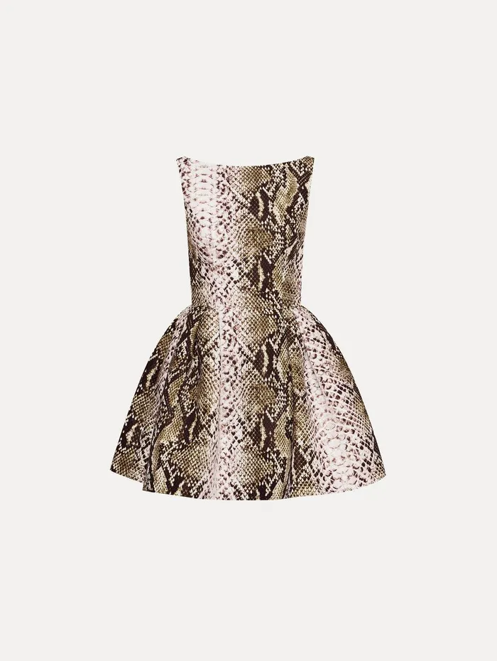Snake Faille Cocktail Dress Olive Women Oscar De La Renta Dresses