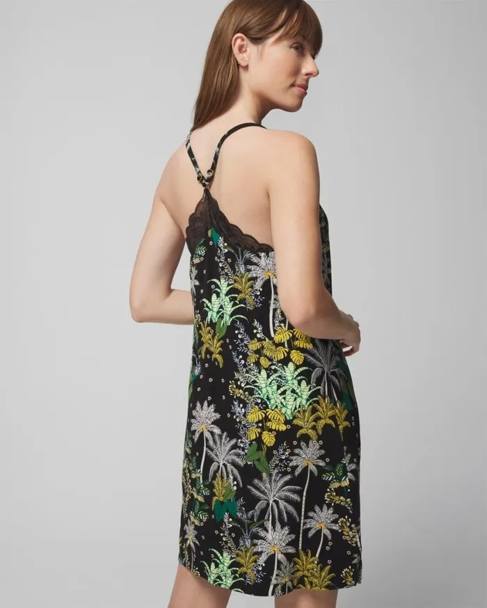 Soma Cool Nights Lace Chemise Oasis Palms Blackws Women Lingerie